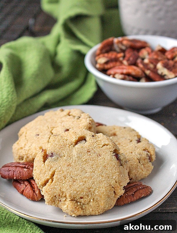 Crispy Vegan Butter Pecan Cookies Recipe 4 Cookies on a tray