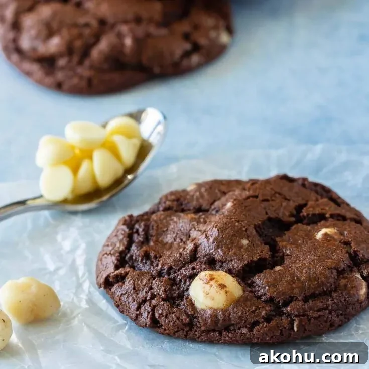 easy triple chocolate macadamia nut cookies