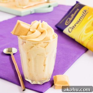 Easy Caramilk Mousse - ridiculously easy, 2 ingredient Caramilk Mousse. If you love Cadbury's Caramilk chocolate, you will love this!