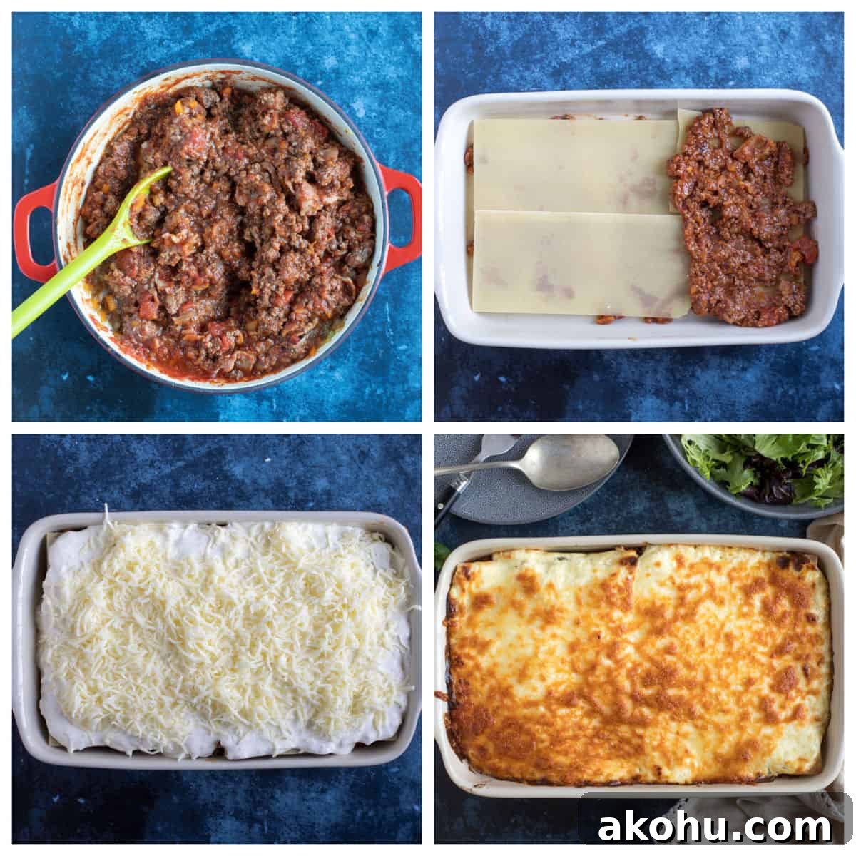 Step by step photo instructions for making cheat's lasagne.