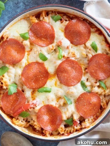 Pizza pasta bake.