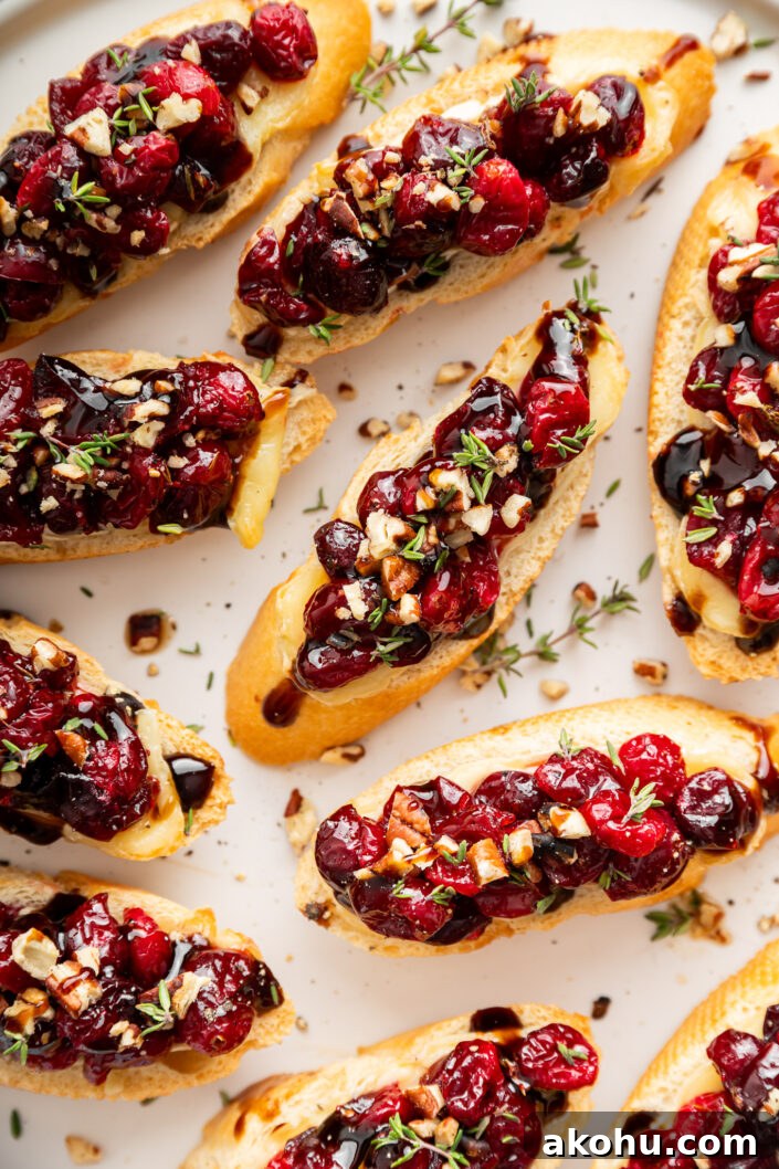 Cranberry, Brie & Pecan Crostini Recipe for Holiday Appetizers 6 Cranberry Brie Crostini