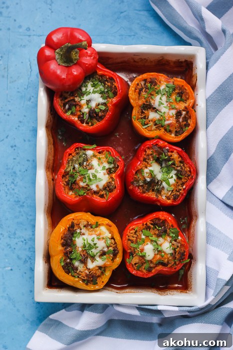 baked stuffed peppers from the oven
