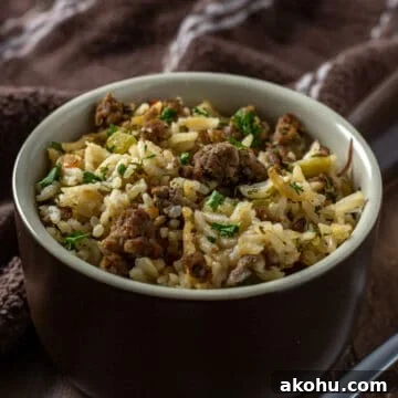 dirty rice dressing in bowl