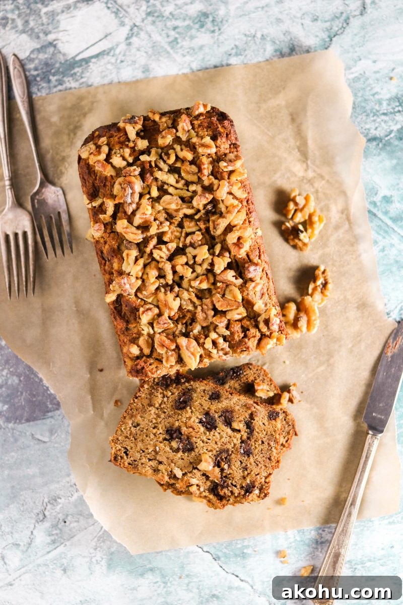 Paleo Chocolate Banana Bread with Walnut Crumble Topping 4 sliced paleo chocolate banana bread