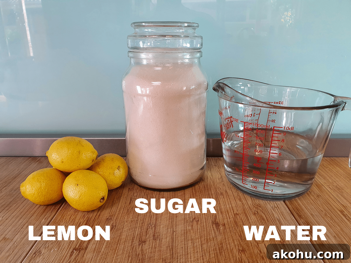 Lemonade popsicles ingredients, lemons, sugar and water.