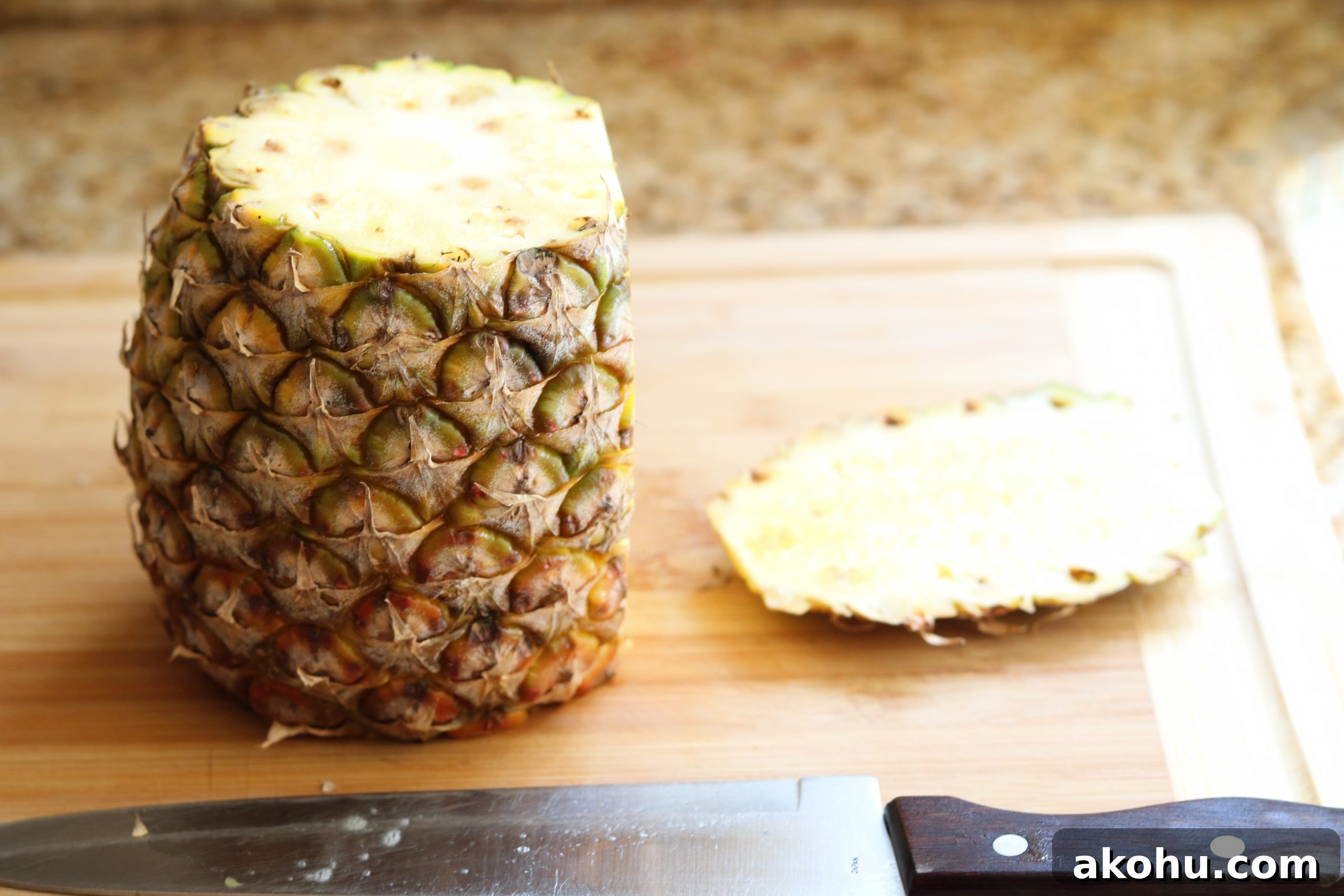 Grilled Steak with Pineapple Jalapeño Salsa Recipe 7 cut skin off pineapple