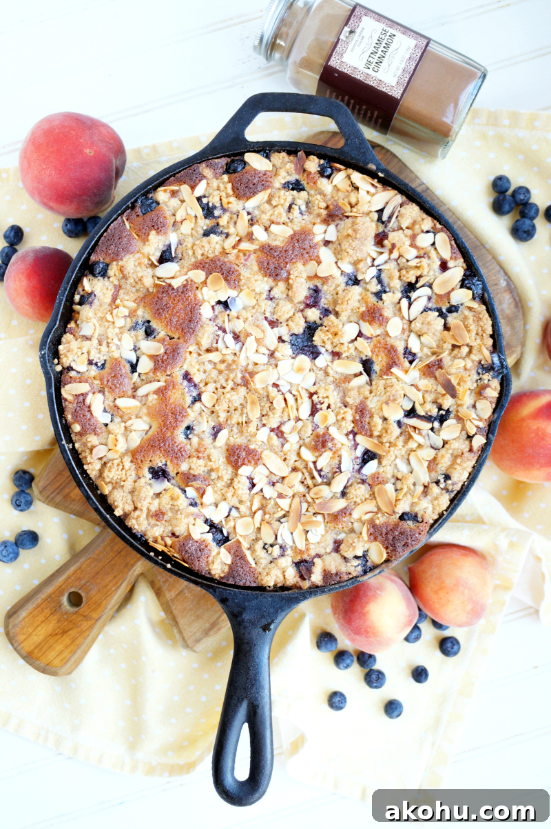 Peach and Blueberry Buckle Recipe: Moist Summer Fruit Cake 2 peach blueberry buckle | The Baking Fairy