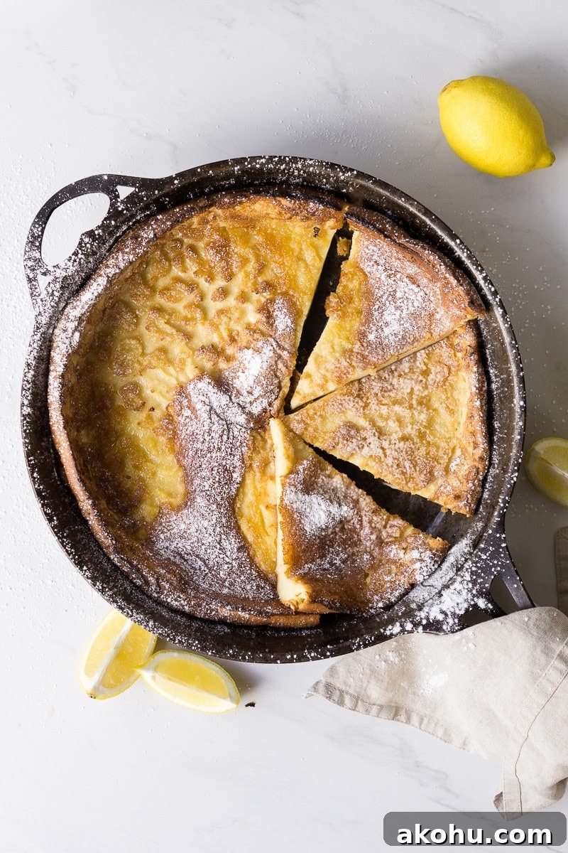 Dutch pancake sliced in pan