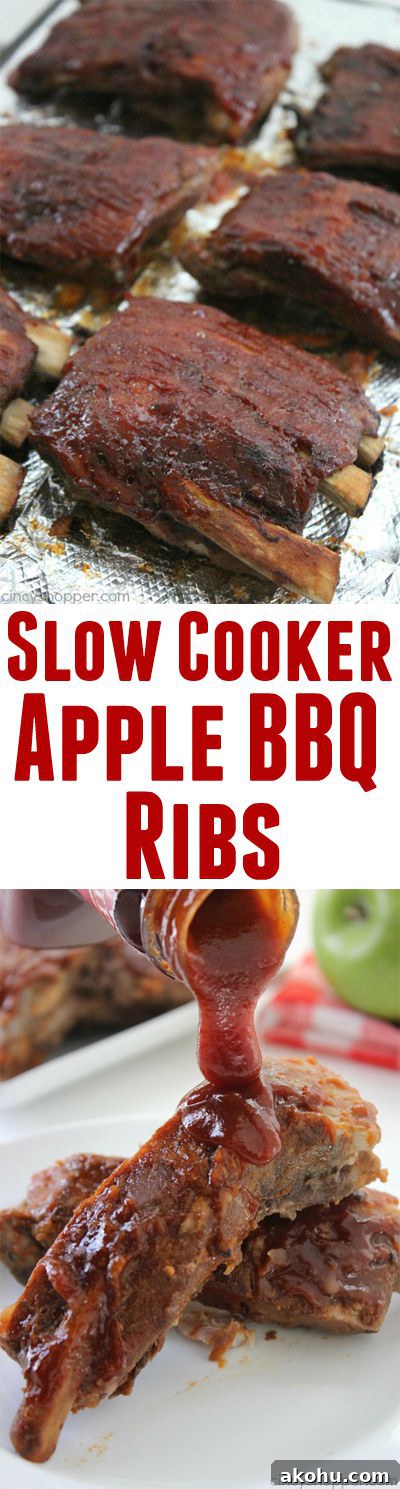 Apple BBQ Slow Cooker Ribs — Tender Fall-Off-The-Bone Recipe 16 Slow Cooker Apple BBQ Ribs - apple flavors to our ribs along with some sweet brown sugar flavors to give these ribs a yummy kick. Great Crock-Pot meal idea.