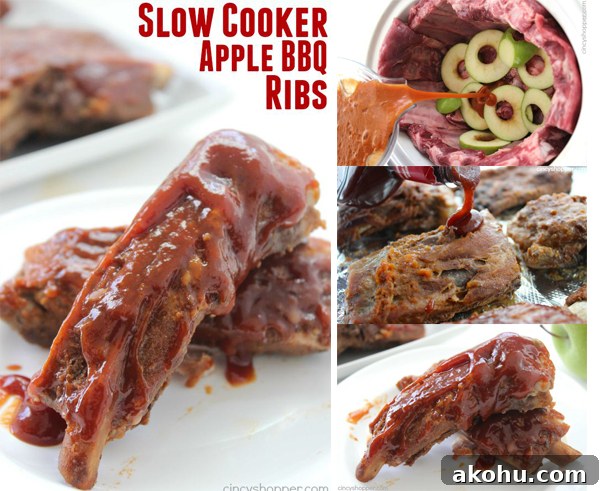 Apple BBQ Slow Cooker Ribs — Tender Fall-Off-The-Bone Recipe 17 Slow Cooker Apple BBQ Ribs - apple flavors to our ribs along with some sweet brown sugar flavors to give these ribs a yummy kick. Great Crock-Pot meal idea.