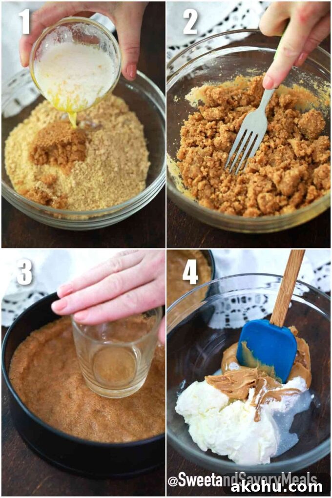 Decadent Peanut Butter Pie Recipe with Chocolate Crust 4 steps how to make no bake peanut butter pie crust