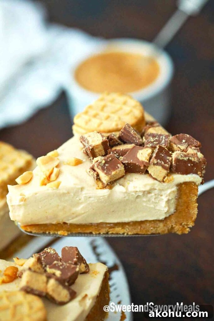 Decadent Peanut Butter Pie Recipe with Chocolate Crust 6 peanut butter pie topped with chopped peanut butter cups