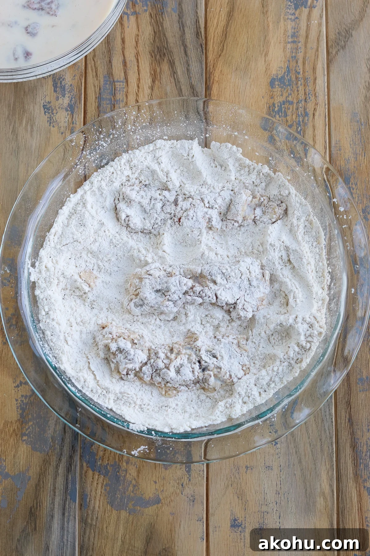 venison in flour and spice mixture