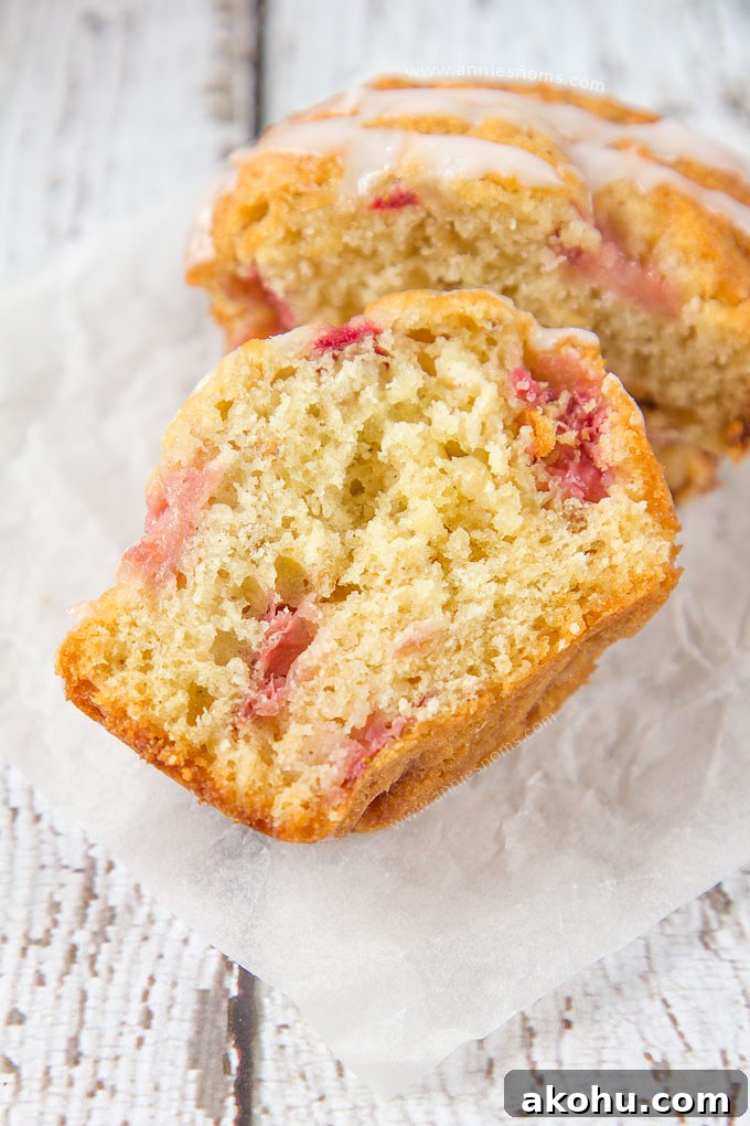 Fresh, juicy strawberries, chunks of white chocolate and oats make these Strawberry and White Chocolate Oatmeal Muffins hearty, full of flavour and just perfect for breakfast on the go!