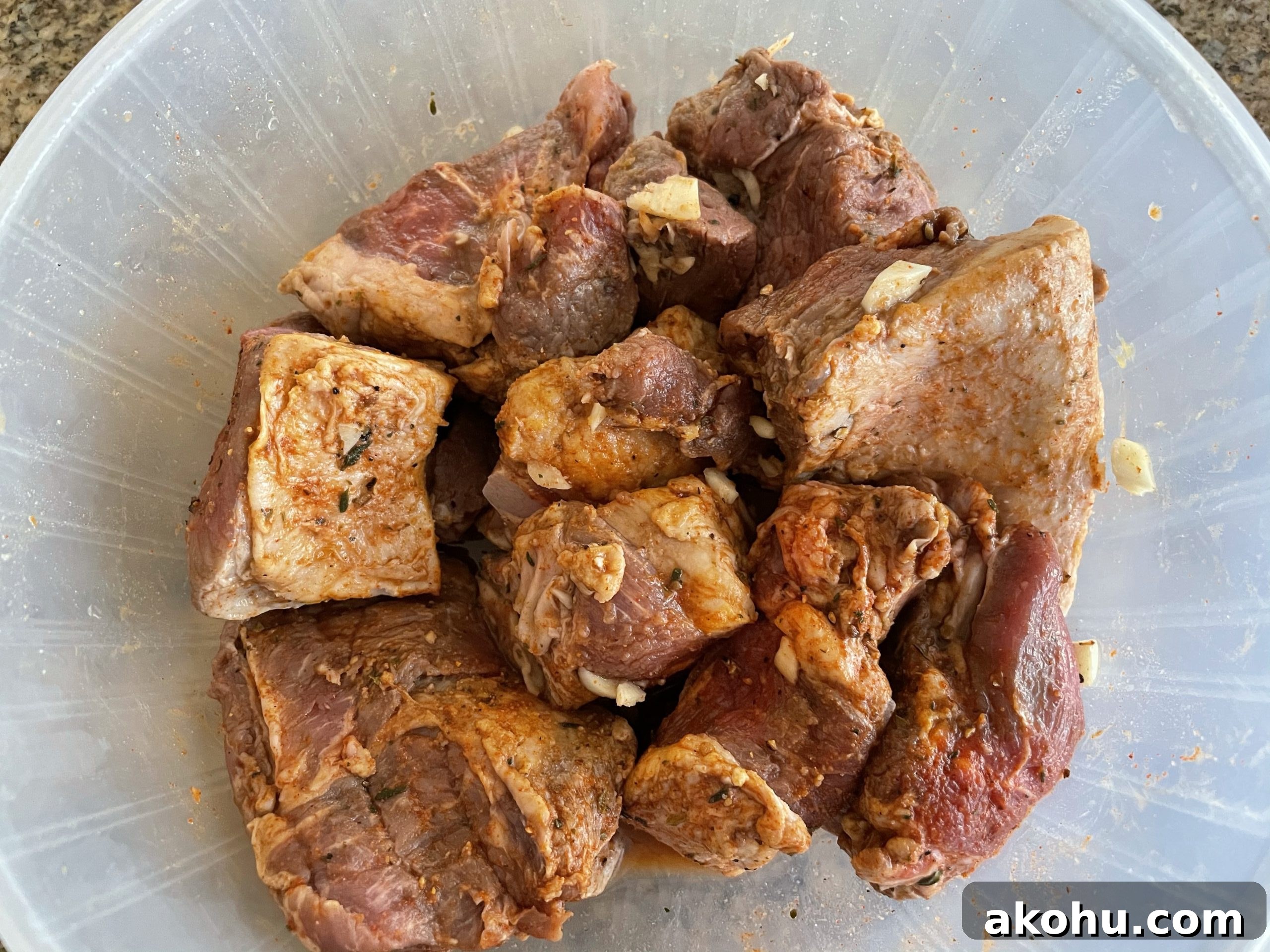 Marinated lamb chunks