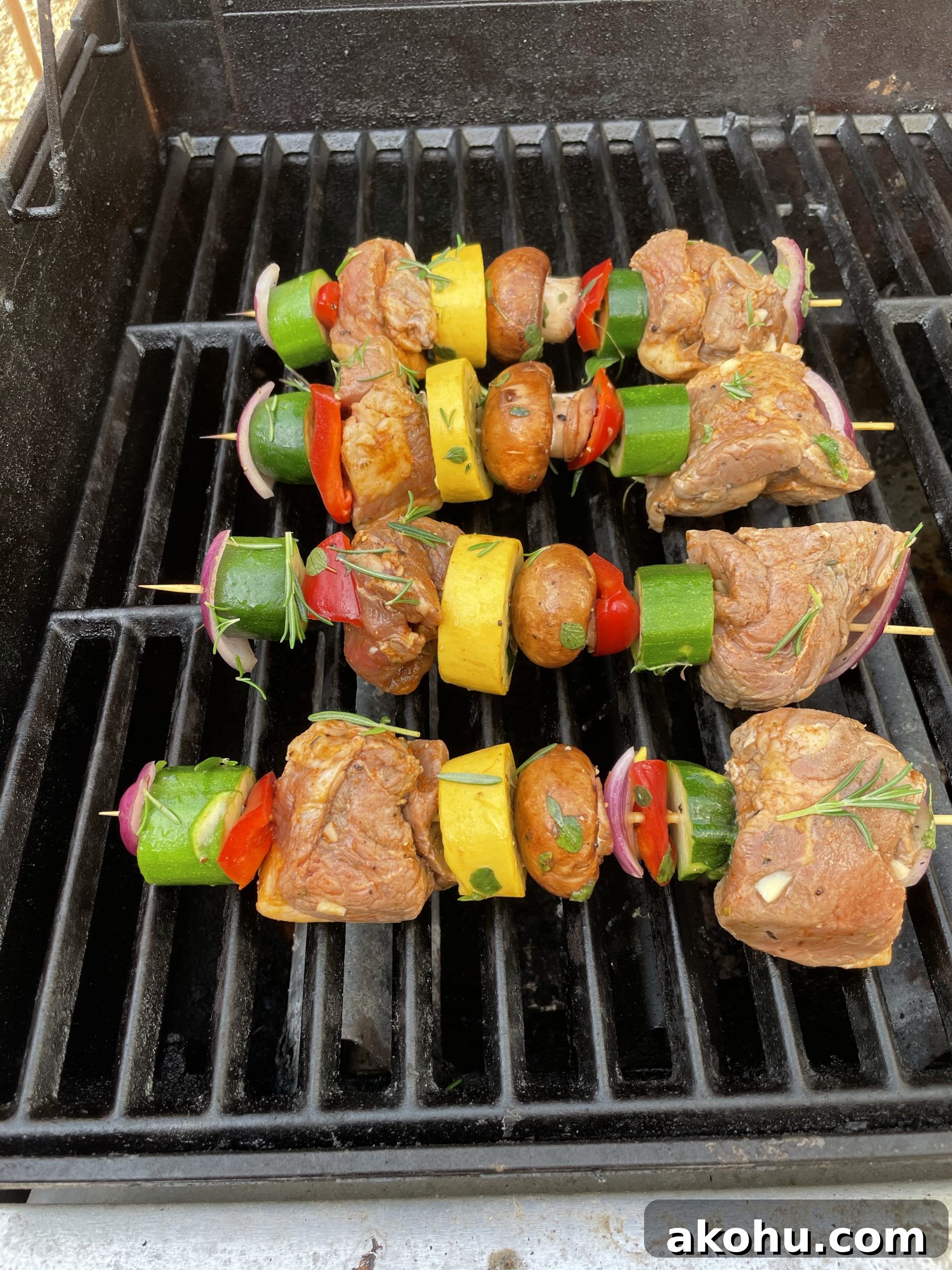 Grilled lamb skewers
