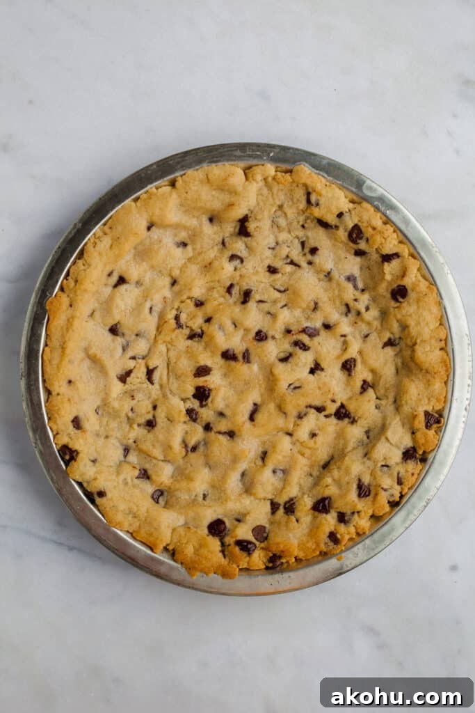 chocolate chip cookie crust in a pie plate