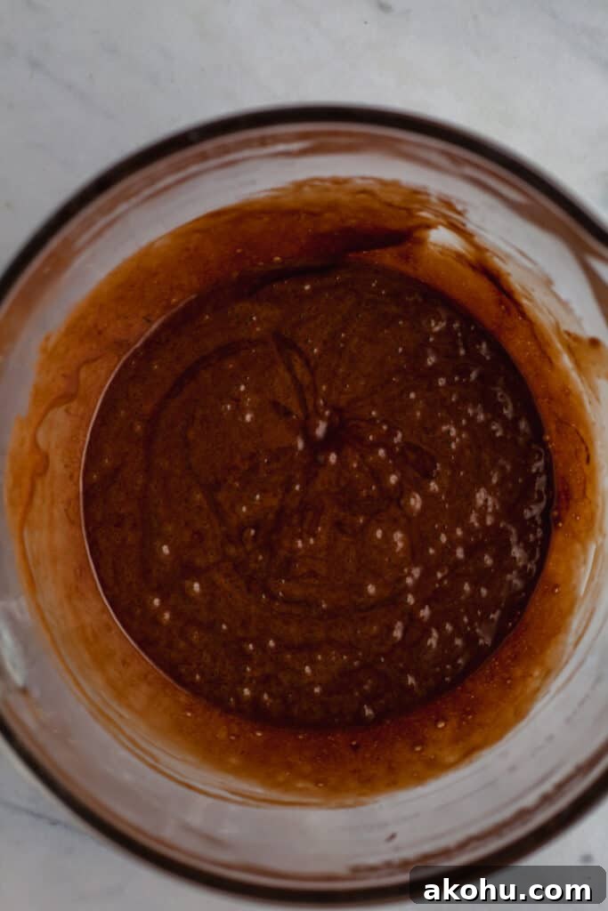 brownie batter in a glass bowl