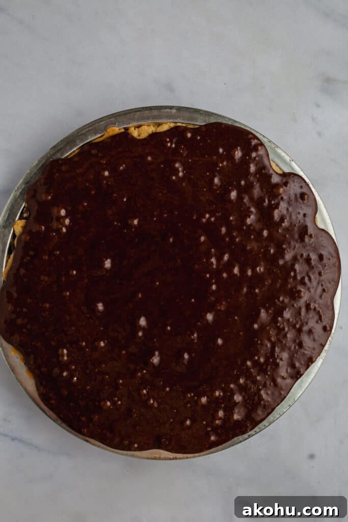 Unbaked brownie pie from overhead