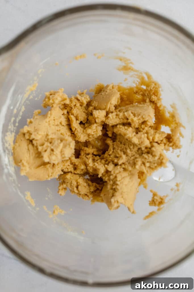 cookie crust dough in a glass bowl