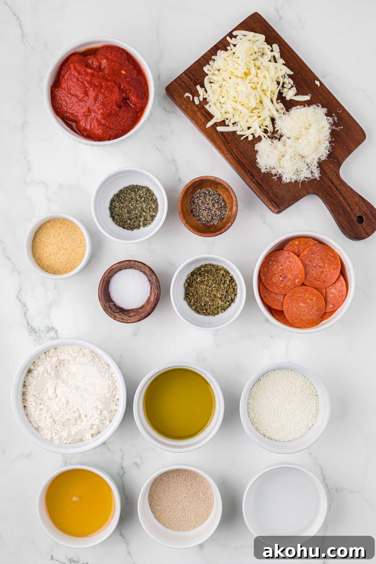 ingredients measured out and arranged on counter.