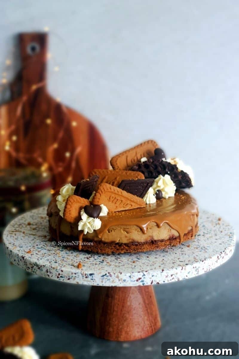 cheesecake placed on a cake stand