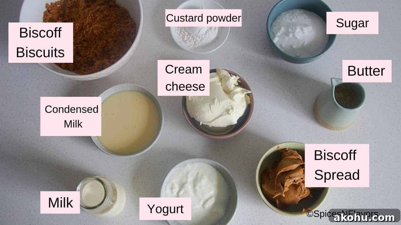 ingredients needed to make biscoff cheesecake