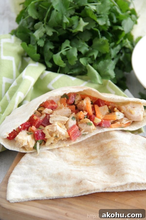 Peanut-Sauced Chicken Pitas