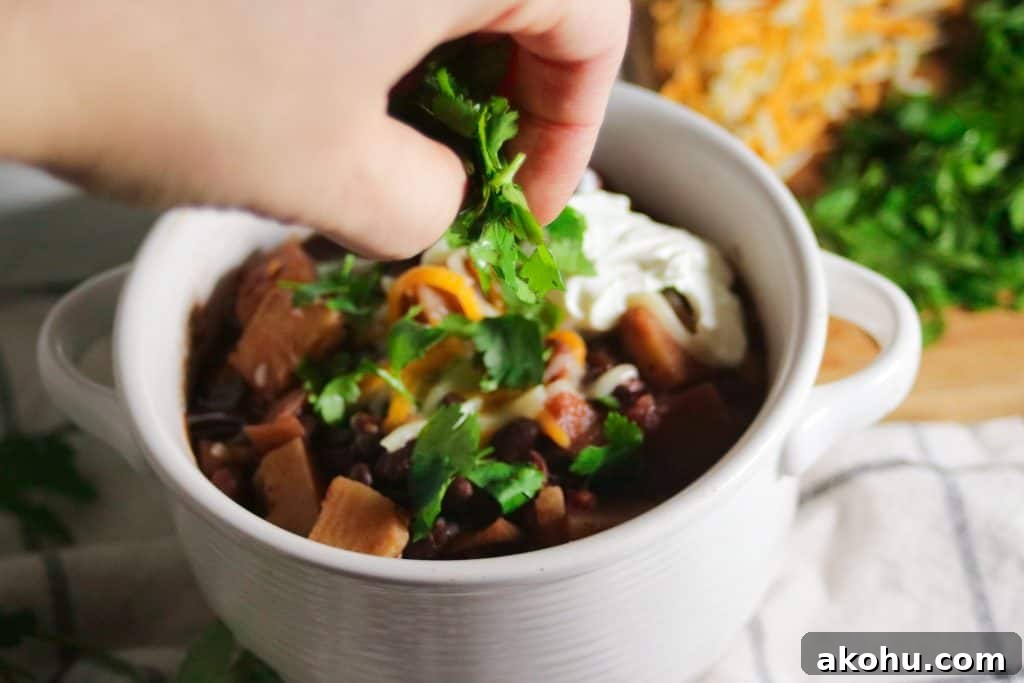 bowl of sweet potato chili