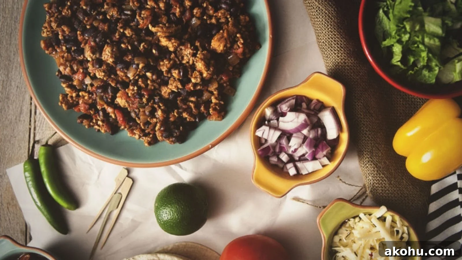 Slow cooked turkey taco filling with tender seasoned turkey.