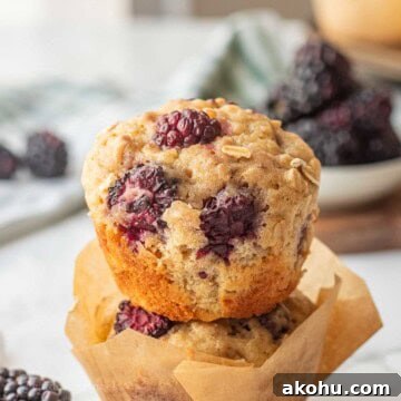Banana Blackberry Oatmeal Muffins Recipe — Quick Baked Breakfast 15 img 8367 14