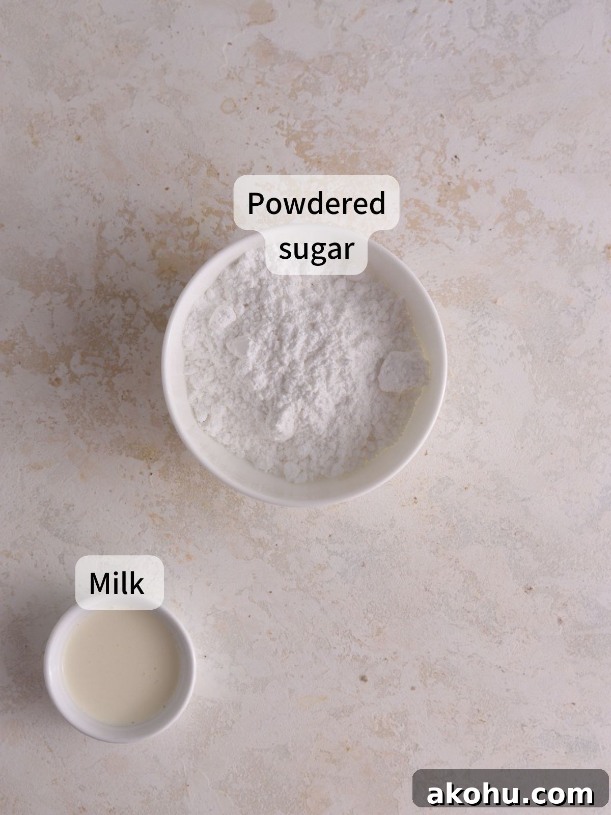 Icing ingredients laid out