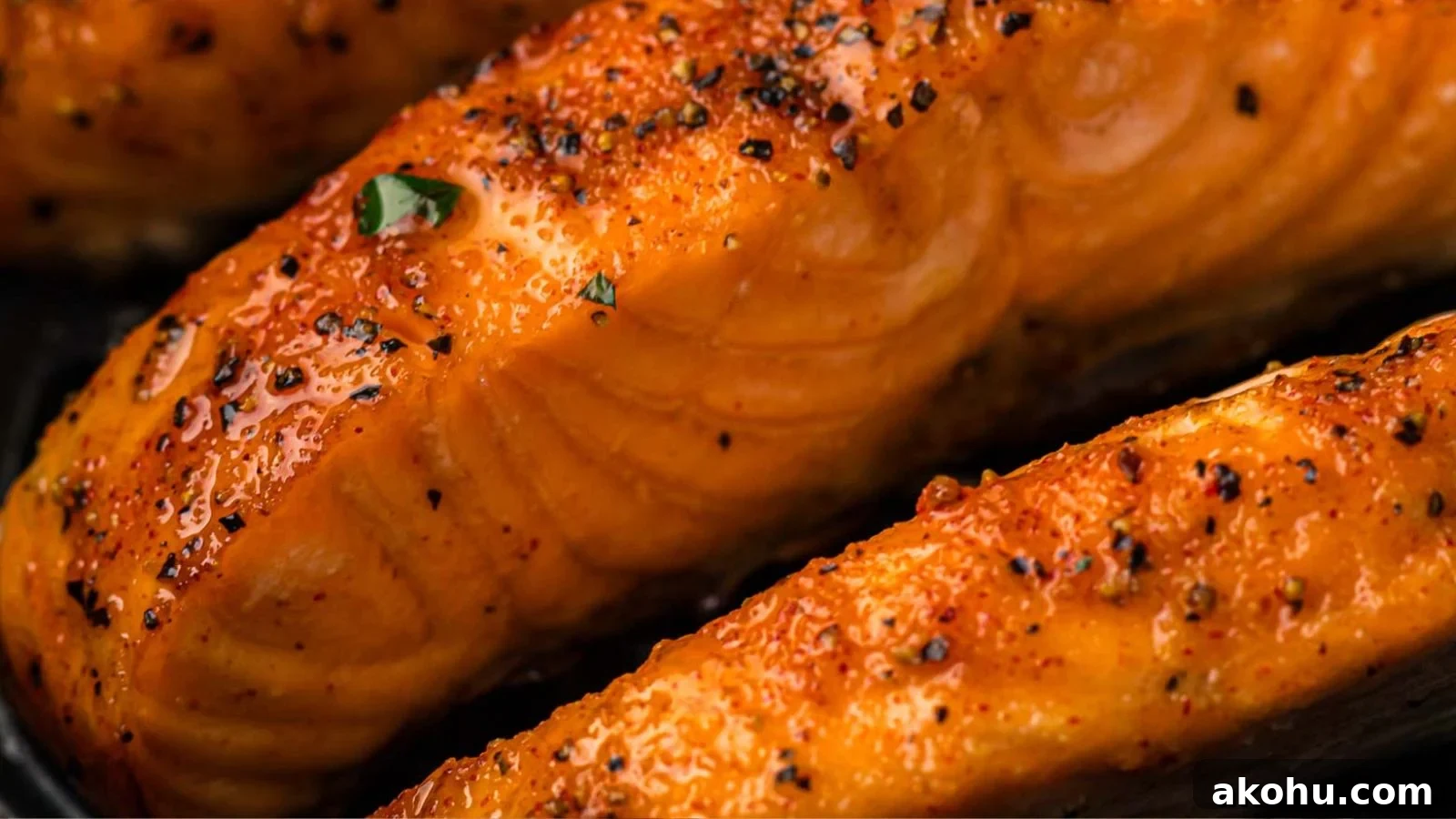 Air Fryer Salmon: Salmon fillets air fried for a crisp outside and flaky center.