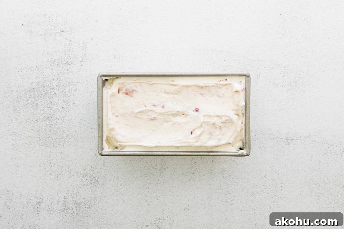 Ice cream in a loaf tin ready to eat.