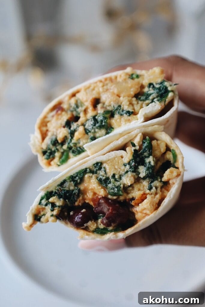 Vegetarian Breakfast Burrito with Cottage Cheese and Fresh Veggies 7 vegetarian breakfast burrito
