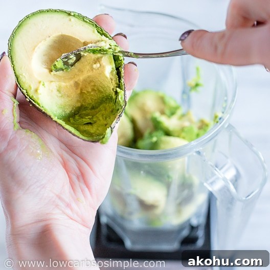 Scooping the Flesh into Blender | Low-Carb, So Simple