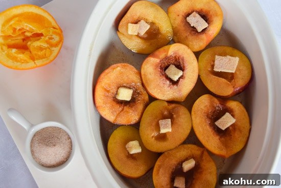 roasted plums and peaches