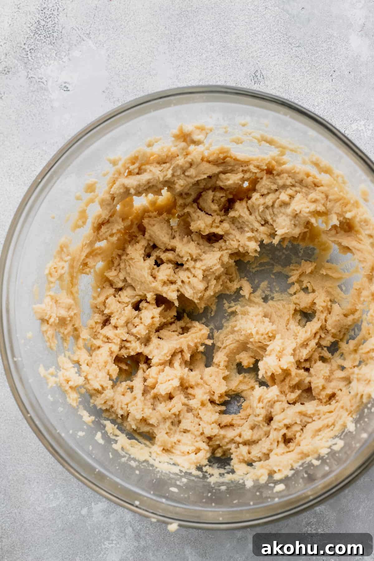 Wet ingredients in a glass bowl.