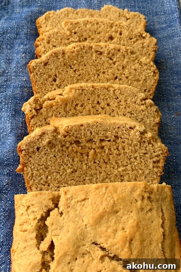 Old-fashioned sliced peanut butter bread on a blue napkin
