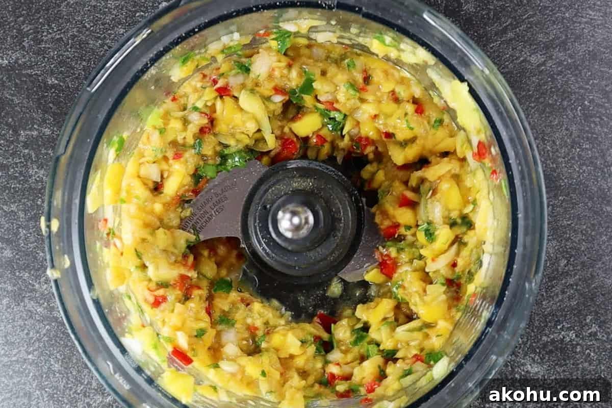 Pan-Seared Salmon with Fresh Mango Salsa 10 mango salsa blended in food processor bowl.