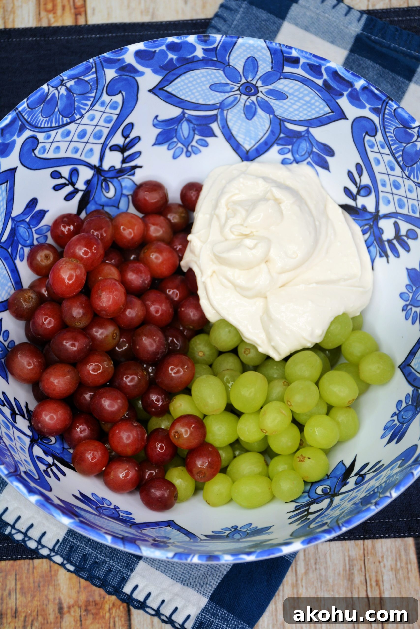 Gently stir grapes