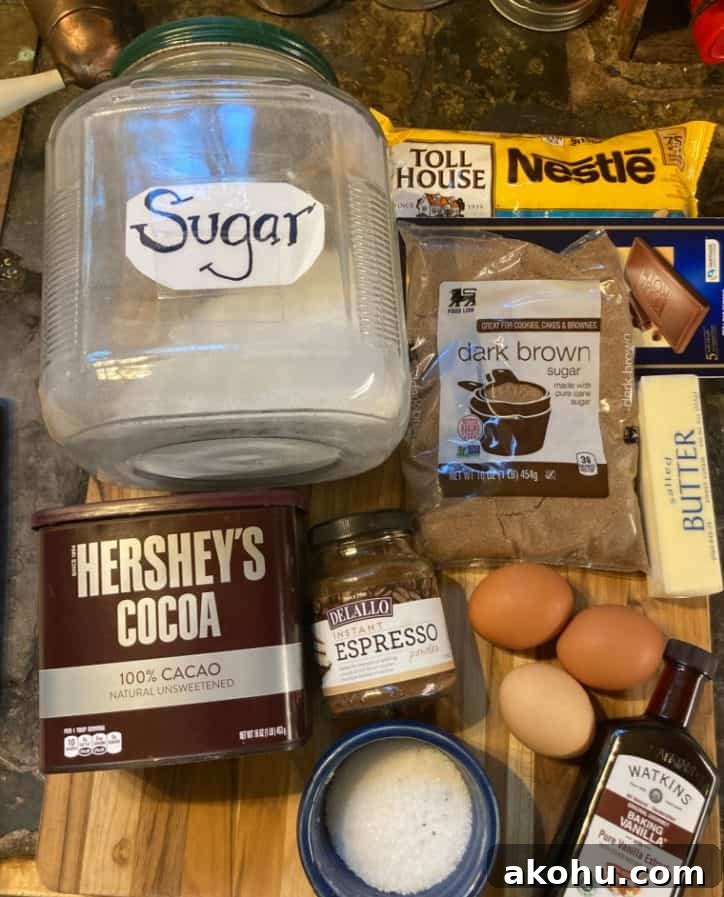 small batch brownies ingredients on table