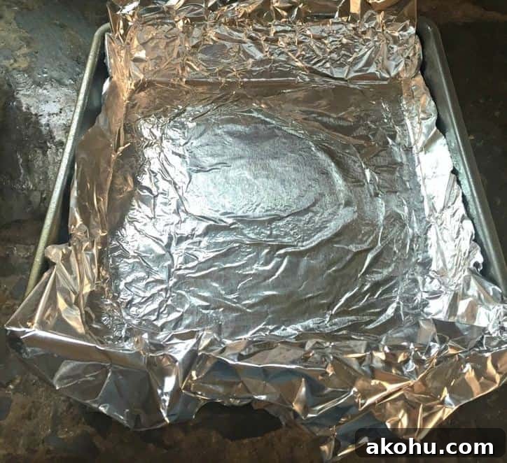 Prepare pan with foil