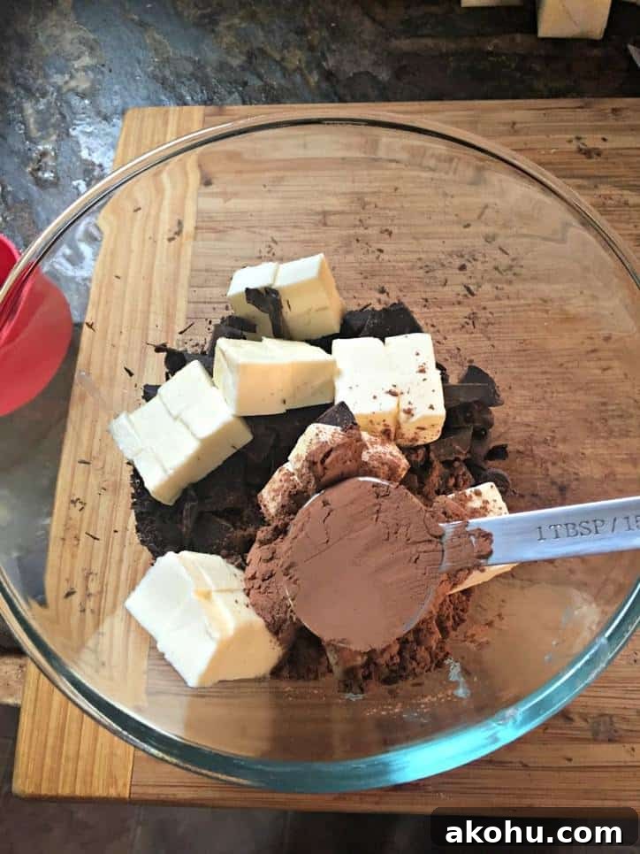 Melt chocolate and butter