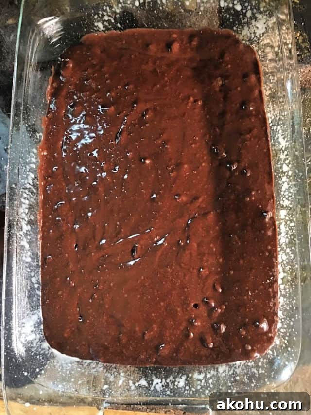 brownie mix in 9x9 glass baking dish