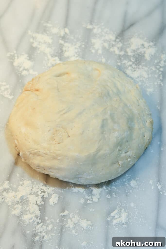 dough on floured surface 