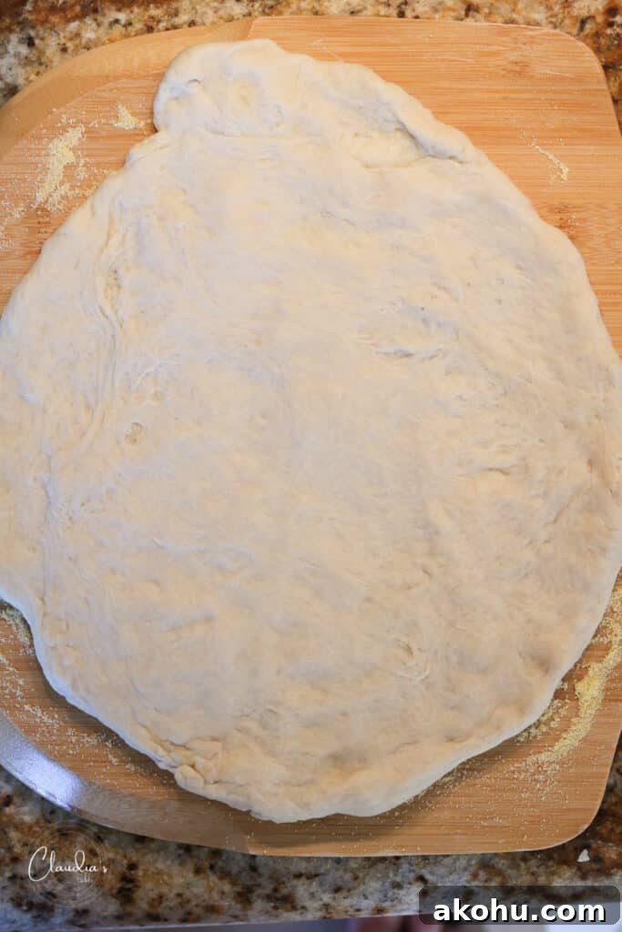 dough on pizza peel 