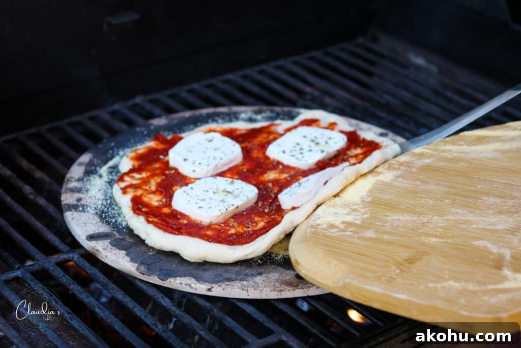 pizza placed on pizza stone