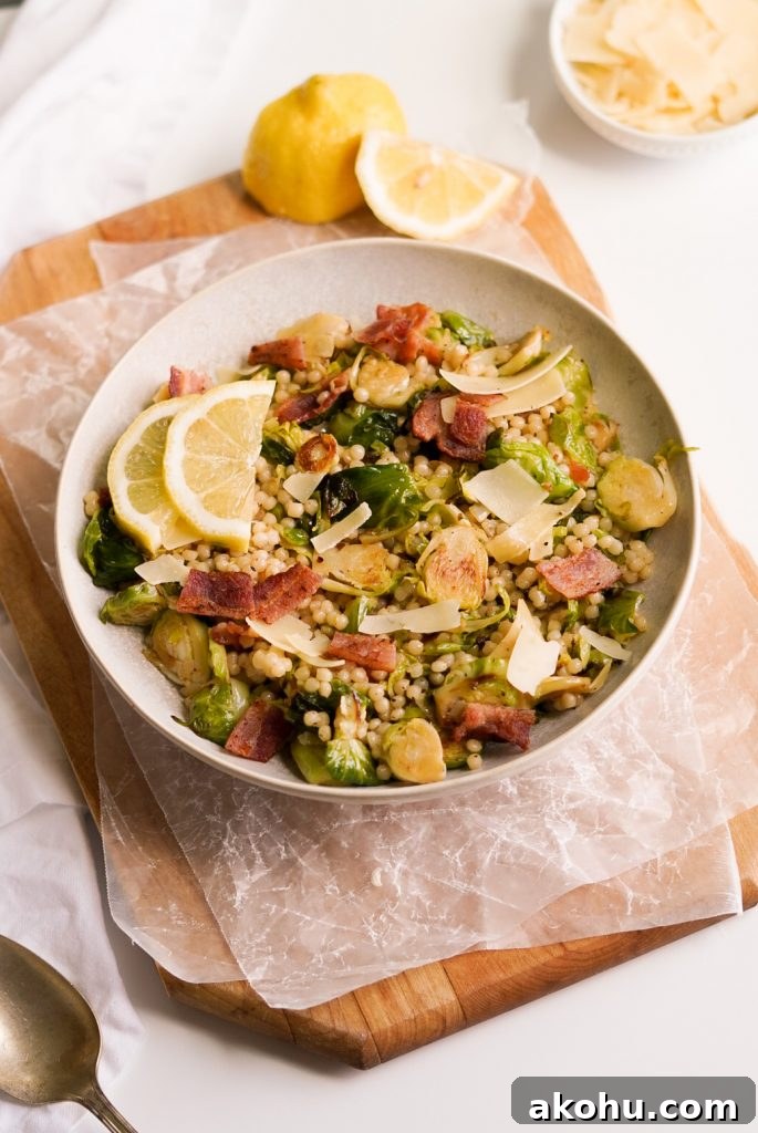 warm couscous & Brussels sprout salad